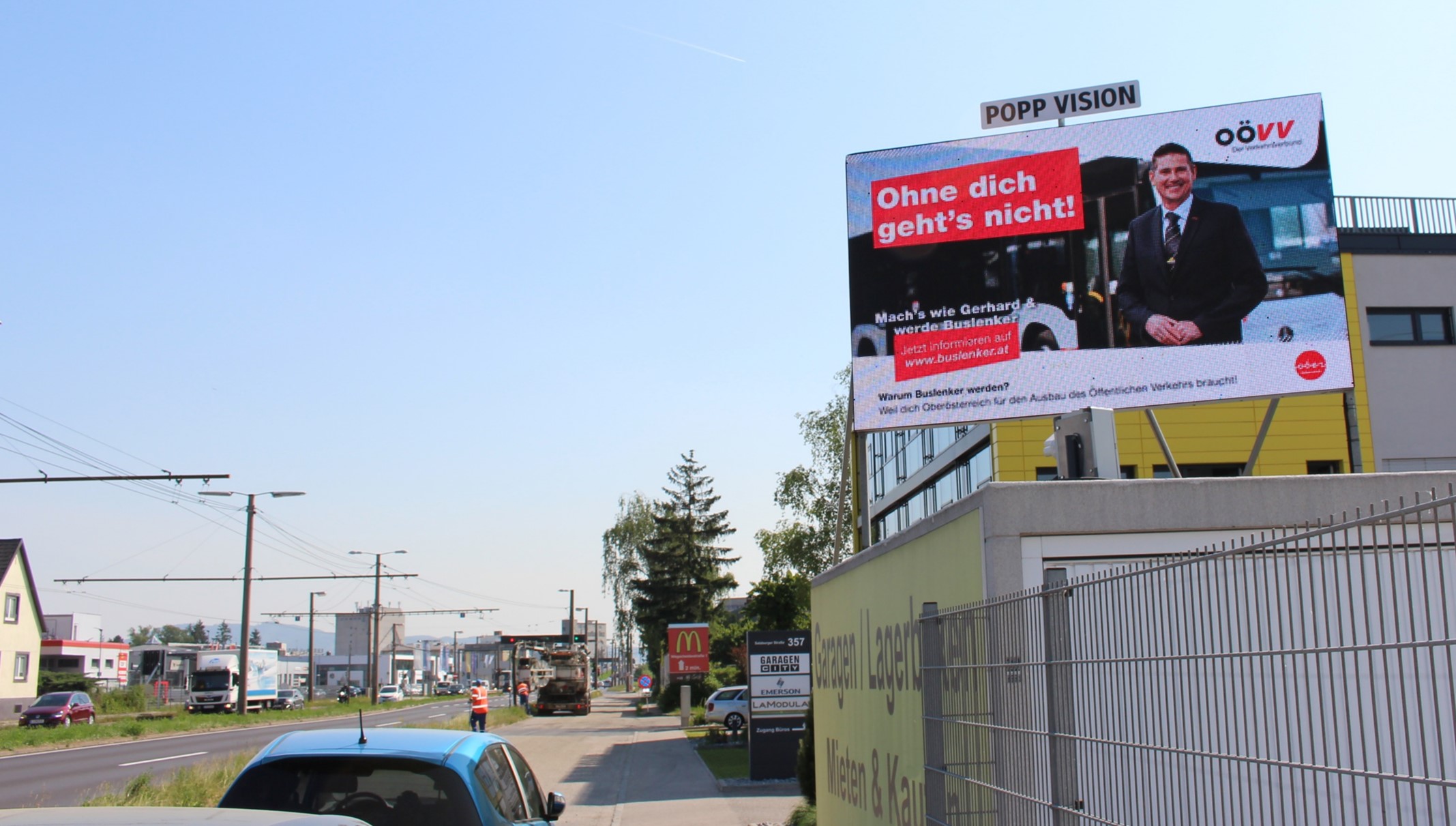 OÖVV-Kampagne auf LED-Wall (DOOH) von Popp Vision in Linz